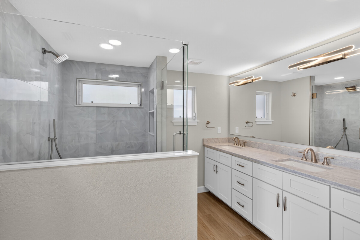 Fully remodeled Modern luxury bathroom wide angle shoot by Realty Media 360